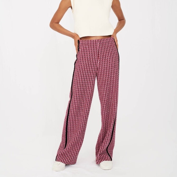 MAJE wide trousers in contrast tweed (fuchsia) - Picture 1 of 3